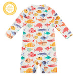 Baby Boy Swimsuit Rash Guard Shirts Toddler Boy Swimwear Full Zipper UPF 50+ Sun Protection Infant One Piece Bathing Suit (Many Fish, 2-3 Years)