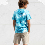 PATPAT Boys Tie Dye T-Shirts Size 8-9 Years Turquoise Short Sleeve Crewneck Neon Shirt Kids Casual Hippies Clothes