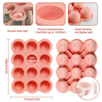 HIWOOD Baby Food Storage Container -12 x 1.5OZ Silicone Baby Food Freezer Tray with Silicone Lid, Perfect Food Container for Homemade Baby Food, Vegetables & Fruit Purees - Gossamer Pink