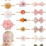 doboi 18PCS Baby Girl Headbands with Bows Baby Flower Hair Bows Nylon Hairbands Handmade Hair Accessories for Newborn Infant Toddlers Little Girls and Kids