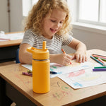 Fijinhom 12 oz Kids Water Bottle, Toddler Water Bottle with Straw, Boys&Girls Bottle for School, 304 Stainless Steel Vacuum Insulated Bottle for Kids, BPA-Free, Leak-Proof, Navy blue