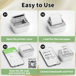 iDPRT Mini Sticker Maker Portable Printer with 1 Roll Sticker Paper - Bluetooth Inkless Printers for Study Notes, Pictures, DIY, Label, iOS & Android Free App with Multiple Templates, Grey