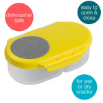 b.box Snack Box - Leakproof Mini Bento Box for Kids & Toddlers, 2 Compartment Snack Containers for Kids, Lunch Containers, Dishwasher Safe, BPA Free, PFAS Free, Ages 4m+, 1 3/4 Cup - Lemon Sherbet