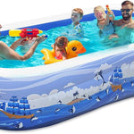 Nattork Inflatable Pool for Kids and Adults, 102" x 63" x 22" Family Full-Sized Inflatable Swimming Pool,Durable Thickened Above Ground Blow Up Pool for Kids Pools for Backyard Indoor Outdoor Shark