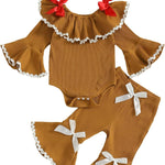 St Patricks Day Baby Girl Outfit Newborn Ribbed Shamrock Onesie Flare Pants Set Romper Bell Bottoms Spring Clothes