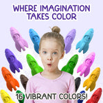 TinyGeeks 16 Rocket Crayons - Non Toxic, Washable - For Toddlers, Kids Ages 4-8 - Easy To Hold, Baby's Crayons For Toddlers 3-10 Years