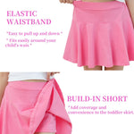Toddler Skirt Little Girls Athletic Uniform Skorts Golf Outfit Cheer Tennis Skirts with Shorts Green+Light Purple+Peach5-6Y