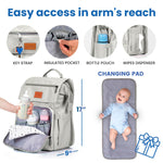 PILLANI Baby Diaper Bag Backpack - Large Bag for Boys & Girls - Diaper Backpack - Travel Diaper Bags with Changing Pad - Baby Registry Search Stuff & Shower Gifts - Newborn Essentials Must Haves Mom