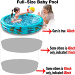 Dinosaur Inflatable Baby Pool - Small Toddler Blow Up 3 Rings Round Pad Pool, Outdoor/Indoor Play Center with Ball Pit & Toys - 48'x12'