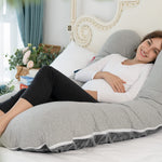 Meiz Pregnancy Pillows Cooling, Pregnancy Pillow U Shaped, Full Body Pillow and Maternity Pillow for Support Neck/Back/Legs with Pregnancy Pillow Cooling Jersey Cover & Velvet Cover, Grey