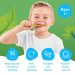 GuruNanda Kids Butter On Gums Cute Giraffe Toothbrush with Tongue Scraper & Cover - Super Soft Bristles for Gentle Cleaning -Ergonomic Handle (Age 1+)