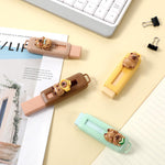 4Pcs Retractable Erasers Cute Capybara Rubber Push-Pull Eraser Soft Rubber Sliding Animal Fun Pencil Erasers for Kids Boys Girls Students Capybara Lovers School Office Supply Stationery