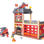 Hape Fire Station Playset| Wooden Dollhouse Kid’s Toy, Stimulates Key Motor Skills and Promotes Team Play