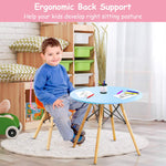 Costzon Kids Table and Chair Set, 5 PCS Mid-Century Modern Style Kids Desk Set w/Wood Legs, Iron Frame for Dining Drawing Playing & Strong Bearing Capacity, Toddler Table and Chairs (Colorful)