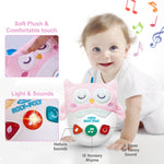 WOWOHAGE Baby Toys 0-6-12 Months, Plush Owl Musical Toys, Cute Stuffed Animal Infant Toys with Light & Sounds, Roly-Poly Sensory Toy Birthday Gift for Newborn Boys & Girls Easter Gifts