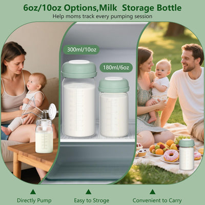 BDICOVE Breastmilk Storage Bottles Collection Bottles, 10oz Wide-Neck Breast Milk Container Compatible for Spectra S1 S2 SG Motif Luna Breast Pumps, Fit for 22oz Breast Milk Cooler & Fridge, 2 Packs