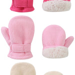Baby Toddler Mittens Boys Girls Winter Outdoor Gloves Kids Easy-On Fleece Warm Mitterns Pink Rose Khaki 3 Pairs M（1-2 years）