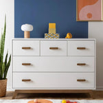 dadada Soho 5-Drawer Dresser for Nursery and Bedroom - Modern Design, Large Storage, Baby-Safe Finish, Soft Close Drawers, Anti-Tip Safety, Sturdy Legs & Solid Wood Handles, 47” Wide (White+Walnut)