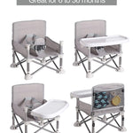 PandaEar Portable Baby Seat Travel| Compact Fold with Straps for Indoor/Outdoor Use| Great for Camping, Beach, Lawn |Toddlers, Kids, Boys, Girls (Grey with Placemat)