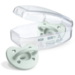 Chicco PhysioForma Luxe Orthodontic Pacifier for Babies 0-6 Months, One-Piece 100% Soft Silicone, Supports Breathing, Textured Shield & Handle, Included Sterilizing Case, BPA Free, 2-Pack, Mint