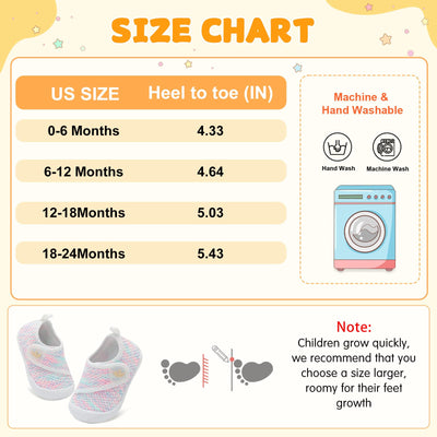 FEETCITY Baby First Walking Shoes Girls Boys Wide Infant Shoes Baby Slip On Sneakers Lightweight Barefoot Crib Shoe
