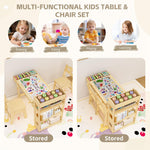 Acenova Kids Art Table and Chairs Set with Paper Roll and Storage, Wooden Craft Table with 2 Chairs, Kids Desk with Storage for Drawing Learning Reading, Toddler Activity Play Desk Classroom