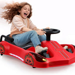 36V Electric Drift Go Kart for Kids Ages 8-14 Years Old, Ride On Car for Kids with Brushless Motor, High/Low Speed, LED Lights, 3-Speed Adjustable, Ride On Toy (Black)