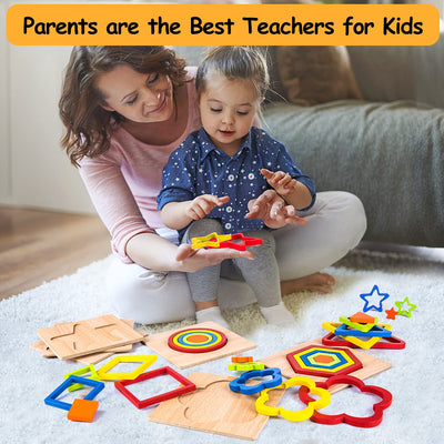 Toddler Puzzles Montessori Toy Wooden Shape Sorting Puzzle Sensory Toy Toddler Activities Preschool Learning Educational Autistic Developmental Toy 1 2 3 Year Old 1-3 0-2 Dementia Game