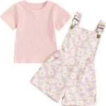 fhutpw Toddler Baby Girls Summer Outfits Daisy Ruffle Short Sleeve T-Shirts Tops Floral Shorts 2Pcs Clothes Set 6M-4T