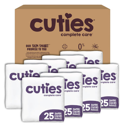 Cuties | Skin Smart, Absorbent & Hypoallergenic Diapers with Flexible & Secure Tabs | Bulk Case | Size Newborn | 200 Count