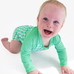 RUGGEDBUTTS Baby/Toddler Boy Swimsuit, One Piece Zipper Rash Guard Sunsuit with UPF 50+ Sun Protection - Spring Bud Gingham, 3-6m