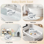 Baby Bath Seat for Babies 6 Months & Up Sitting Up | 360° Stable Toddler Bath Chair with One-Touch Button | Baby Bath Tub Seat with Suction Cups | Open Design, Compact, Detachable, Non-Slip(Grey)