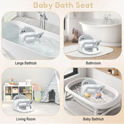 Baby Bath Seat for Babies 6 Months & Up Sitting Up | 360° Stable Toddler Bath Chair with One-Touch Button | Baby Bath Tub Seat with Suction Cups | Open Design, Compact, Detachable, Non-Slip(Grey)
