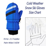 CLeemuziN Kids Stripe Thicken Snow Mittens Glove for Toddler Winter Warm Ski Gloves for 2-5T Baby Boys Girls