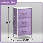 Sorbus Nightstand with 3 Drawers - Bedside Furniture & Accent End Table Chest for Home, Bedroom Accessories, Office, College Dorm, Steel Frame, Wood Top, Pastel Fabric Bins (Purple)