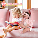 Aori Realistic Reborn Baby Dolls - 22 Inch Lifelike Baby Girl with Feeding Bottle & Pacifier, Weighted Cloth Body for True-to-Life Feel, Gift for Kids Ages 3+