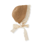 pureborn Baby Girl's Straw Hat Wide Brim Sun Protection Hat Summer Beach Hat with Chin Strap for Infant Girl 6-24 Months Khaki