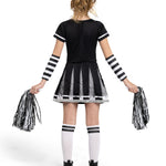 Spooktacular Creations Halloween Cheerleader Costume Girls, Bad Spirit Costume for Kids, Skull Scary Cheerleader Outfit with Accessories for Girls Halloween Parties Role Play, White Black, S