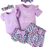AMAWMW Big Sister Little Sister Matching Outfits Romper/Shirt+Shorts/Skirt+Headband Toddler Baby Girl Summer Clothes