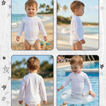 babygoal Baby White Long Sleeve Rash Guard Shirt with UPF 50+ Sun Protection for Baby Toddler Boy & Girl Beach Pool Swimming SY18-18-24M-B