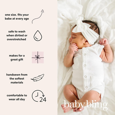 Baby Bling Bows - Newborn to Little Baby Girl Bows, 2 Pack Nylon Super Soft Stretchy Knot Toddler Headbands, Perfect Hair Accessories Head Bands for Infant Kids (Mauve & Ivory)