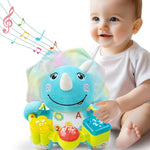 Baby Bilingual Musical Elephant Stuffed Animals Toys,Infant Early Learning Toy with Light-Up Music & Crinkle,Tummy Time Toys for 0 3 6 9 12+ Months for Baby Boy Girl Gift,Pink