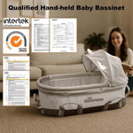 SUNVENO Portable Hand Held Bassinet for Baby with Canopy, Foldable Hand-Held Travel Cradle, 6 Carry Handles, Breathable Mesh, Water-Resistant Bottom, Indoor & Outdoor Baby Travel Bed