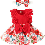 Baby Girl Clothes Newborn Romper Dress Infant Lace Ruffle Sleeveless Summer Outfits with Headband 0-12 Months