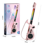 Stringless Guitar, Multi-Functional Electronic Guitar Toy Set, Musical Toy with Music and Lights, Children's Music Trainer, Toddler Instrument, Boys, Preschool Educational Toy Gift (Pink)