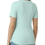 Motherhood Maternity Women's Short Sleeve Crew Neck Side Ruching Pregnancy Tee Shirt, Whispering Blue, Medium