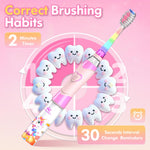 Kids Electric Toothbrush with Timer Toddler Toothbrush Age 2-4-8-12 Electric Toothbrush Kids Rainbow LED Light Up Vibrating Toothbrush Battery Operated Childrens Girls Sonic Tooth Brush (Pink Unicorn)