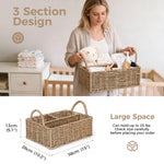 Klippehop Diaper Caddy Organizer, Hand Rattan Nursery Baby Basket Changing Table Organizer for Baby Essentials, Baby Shower Gifts, Versatile Shelf Basket Bathroom/Kitchen Organizer (Natural Deep, L)