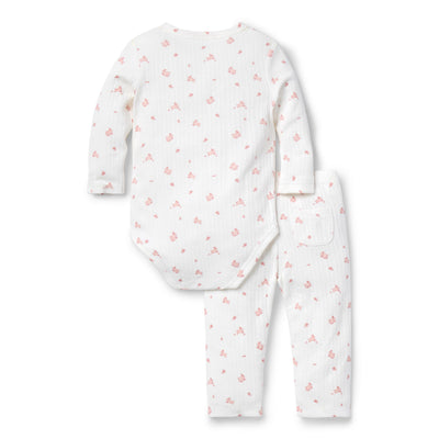 Janie and Jack Baby Bunny Pointelle Wrap Matching Set, PINK, 3-6