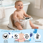 Baby Bath Seat for Babies 6 Months & Up - Bathtub Seats for Babies Sitting Up, Non-Slip,Smart Real-Time Temperature& 4 Suction Cups(Khaki)